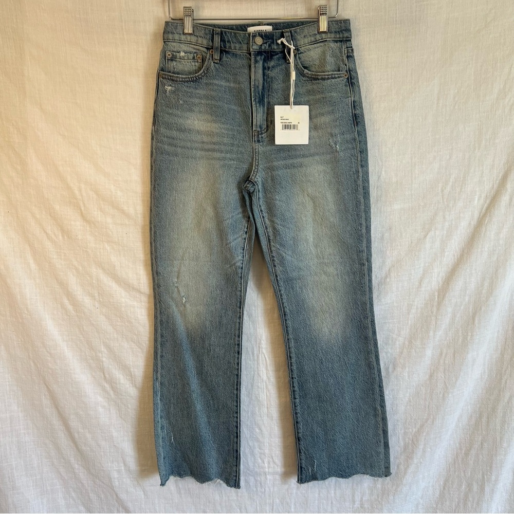 pistola High Rise Straight Crop Jeans in Light Blue Wash